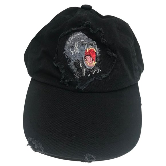 Gorilla‎ Brookfield Zoo Distressed hook and loop back hat cap black cotton kids - Picture 1 of 8
